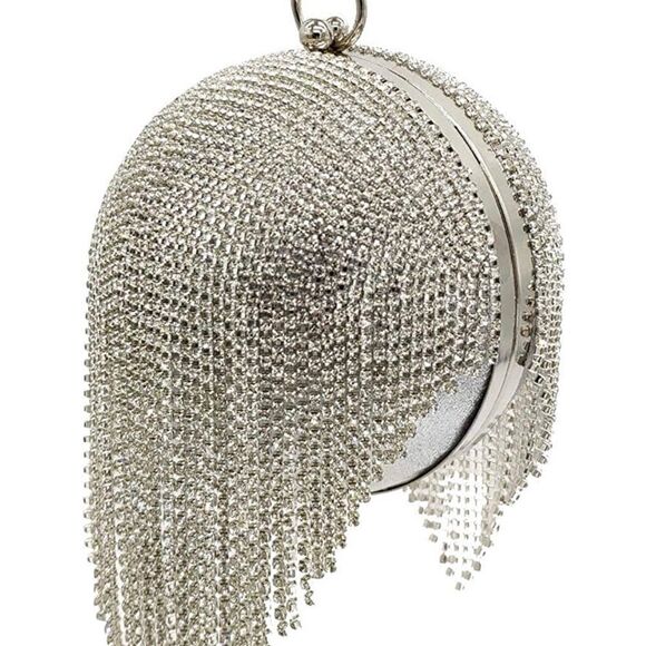 Dazzling Crystal Fringe Ball Bangle Clutch Purse • NWOT - Picture 4 of 13